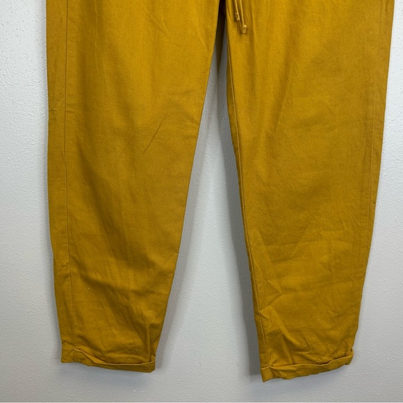 J. Crew Linen Cotton mustard yellow pants women’s 6 Natural Casual Boho Pockets - Picture 4 of 12